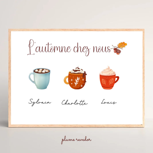 Affiche Famille personnalisée Mugs d'Automne
