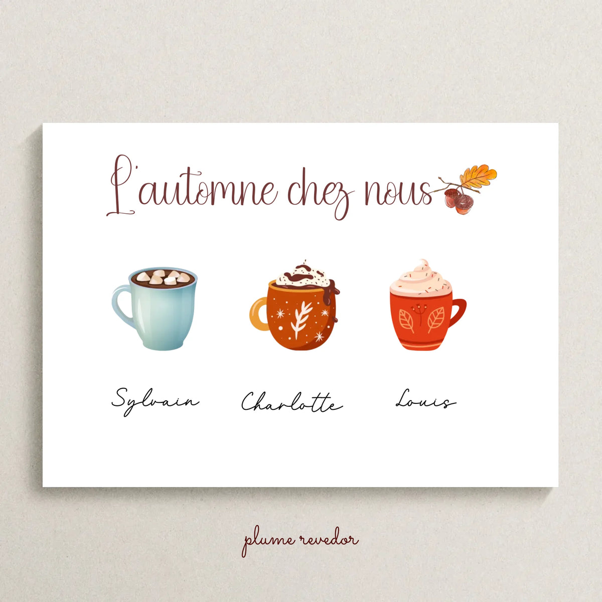 Affiche Famille personnalisée Mugs d'Automne