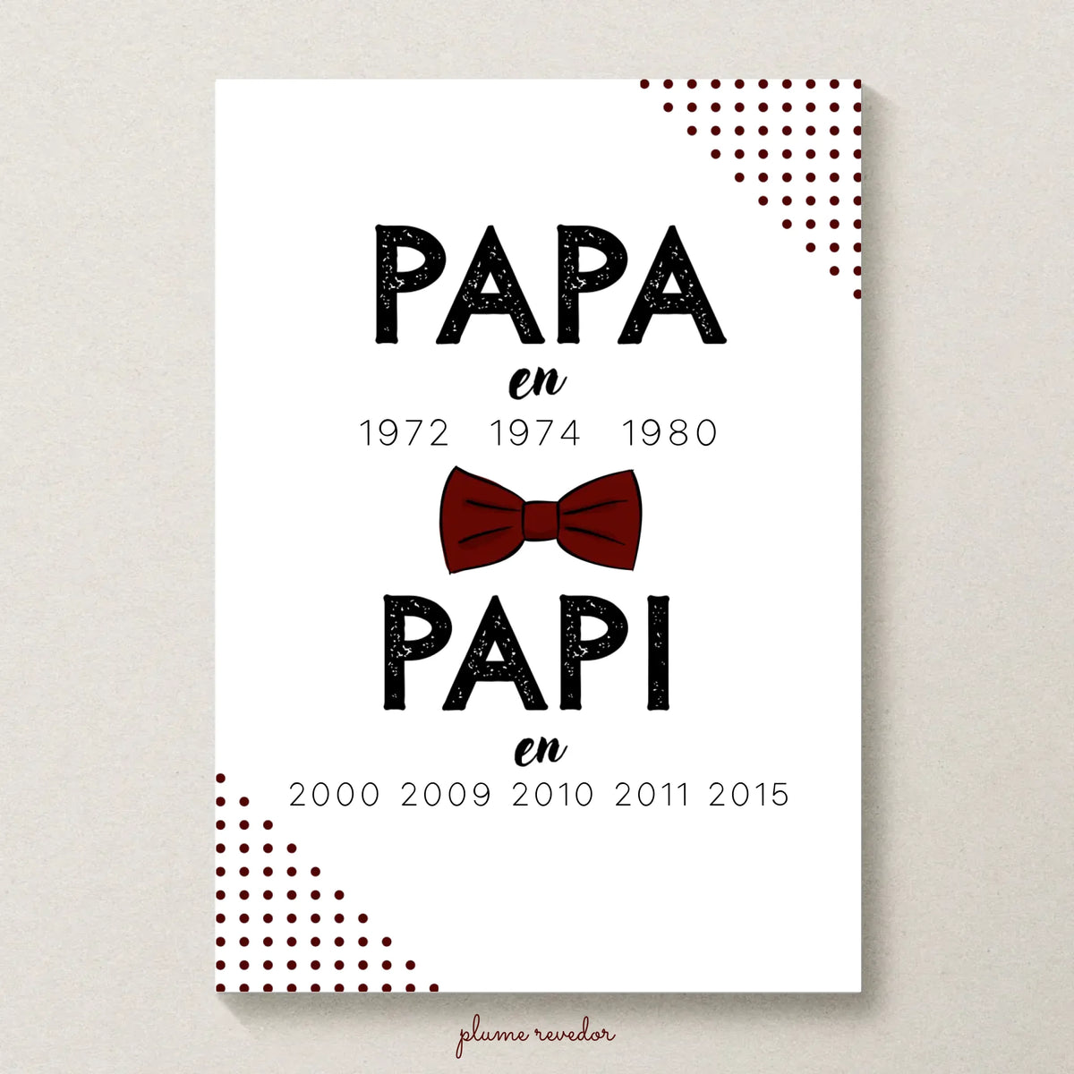 Affiche Personnalisée Papa Papi Années de naissance - idée Annonce grossesse