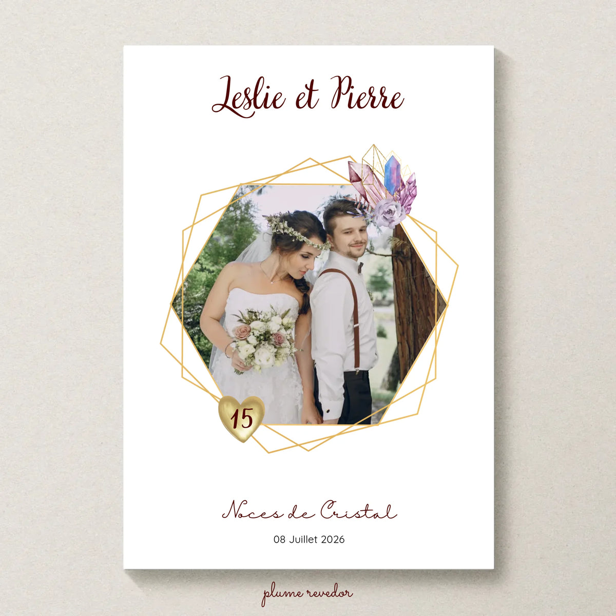 Affiche Personnalisée Noces de Cristal - Cadeau Unique 15 ans de Mariage