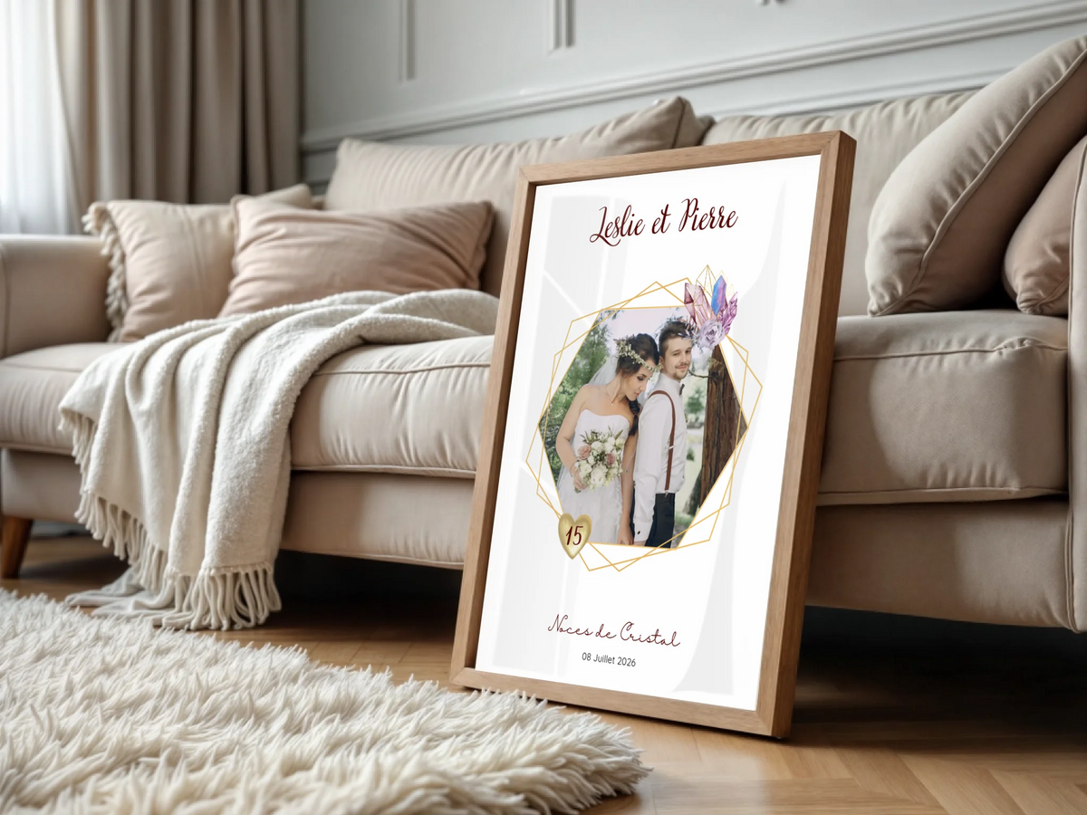 Affiche Personnalisée Noces de Cristal - Cadeau Unique 15 ans de Mariage
