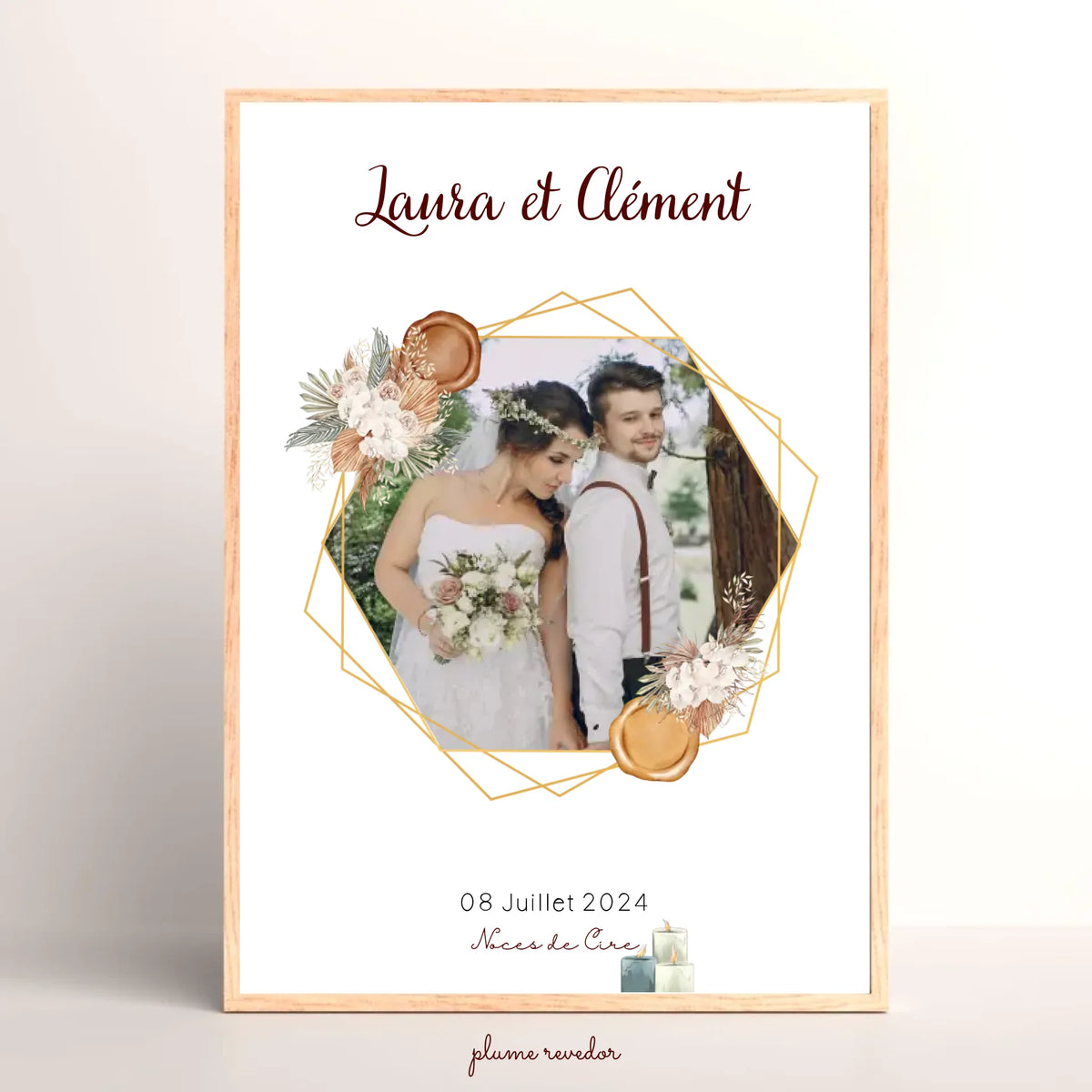 Affiche Personnalisée - Noces de Cire - Cadeau anniversaire de Mariage