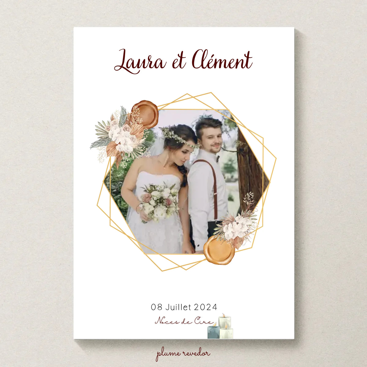 Affiche Personnalisée - Noces de Cire - Cadeau anniversaire de Mariage