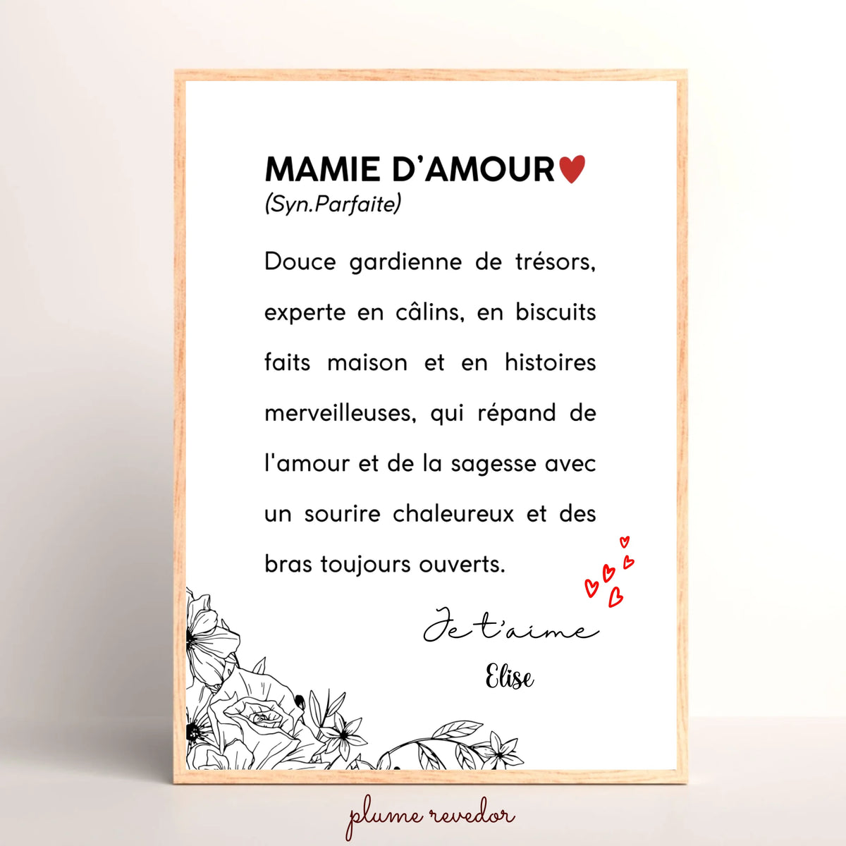 Affiche Personnalisée Mamie Définition - cadeau personnalisé mamie