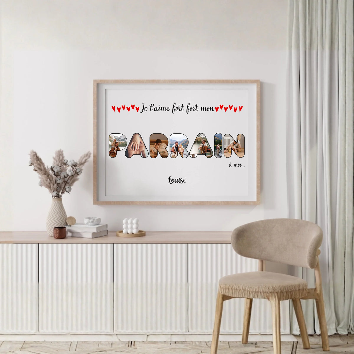 Affiche personnalisée - Mot Parrain avec photos