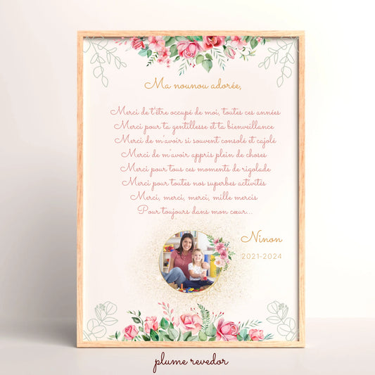 Affiche personnalisée - Nounou ou Crèche avec Texte et photo