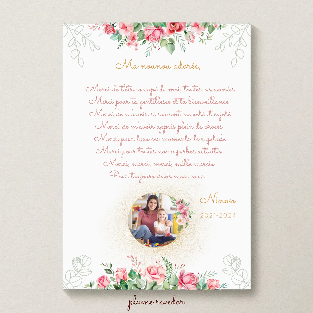 Affiche personnalisée - Nounou ou Crèche avec Texte et photo