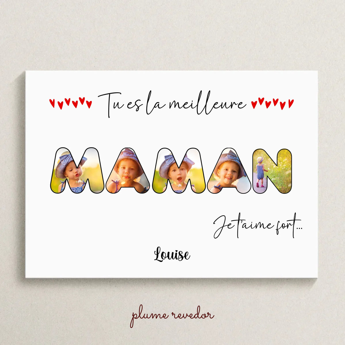 Affiche personnalisée - Mot Maman avec photos - Cadeau maman - Cadeau fête des mères
