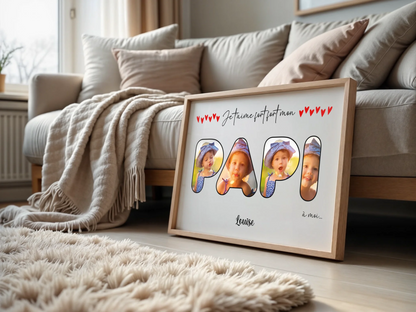 Affiche personnalisée - Mot Papi avec photos