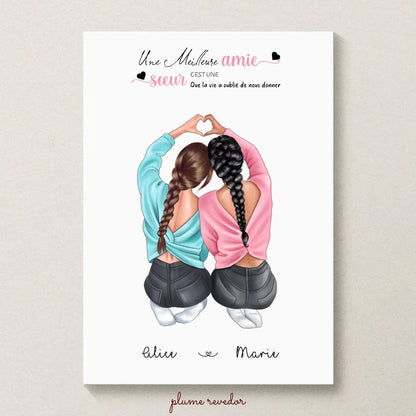 Affiche Meilleure Amie personnalisée cœur