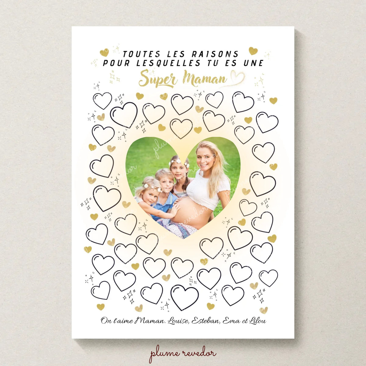 Affiche personnalisée Super Maman avec photo – Cadeau maman à remplir par les enfants