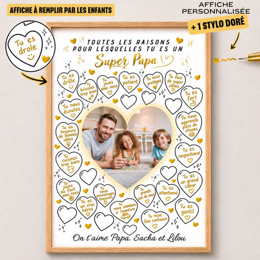 Affiche Papa personnalisée avec photo – Cadeau papa à remplir par les enfants