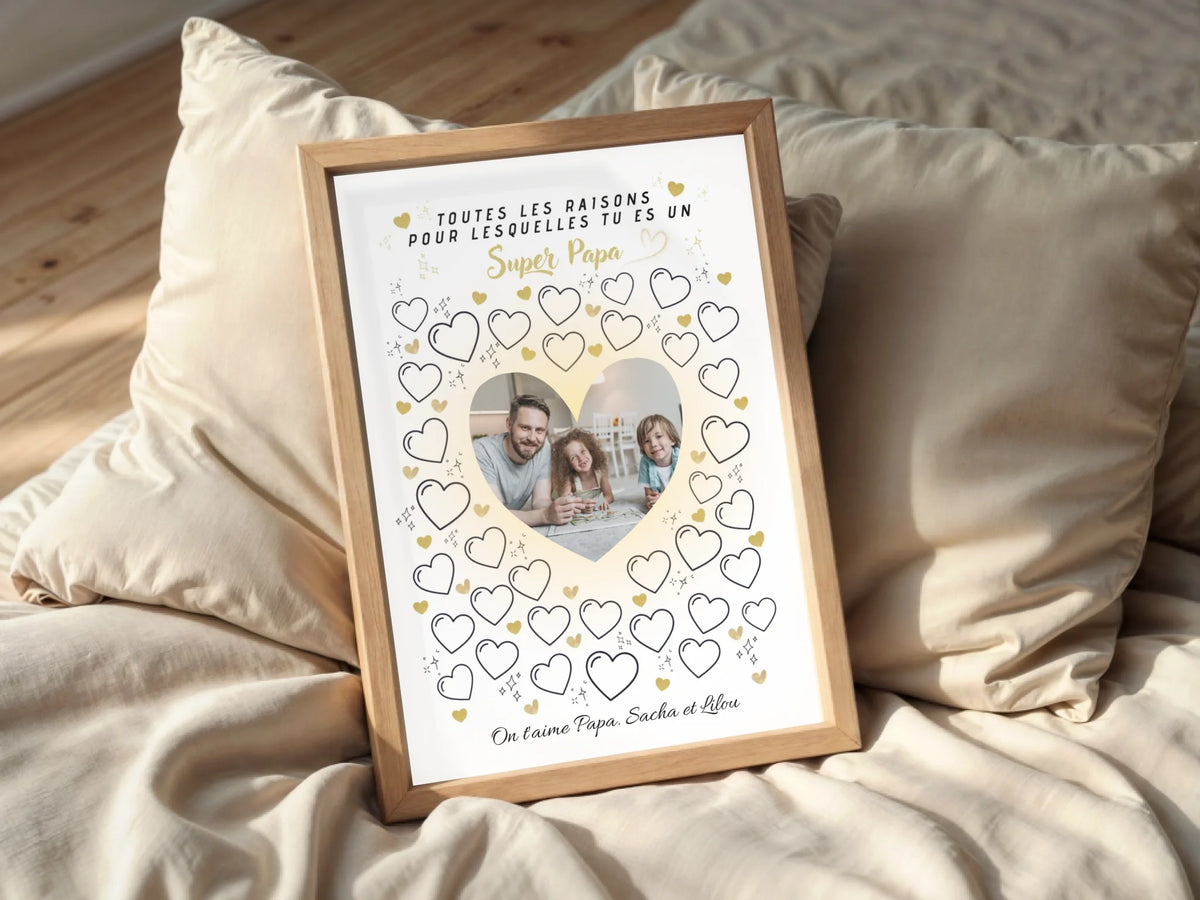 Affiche personnalisée Super Papa avec photo – Cadeau fête des pères à remplir par les enfants