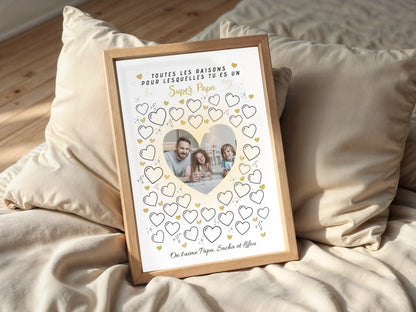 Affiche personnalisée Super Papa avec photo – Cadeau fête des pères à remplir par les enfants