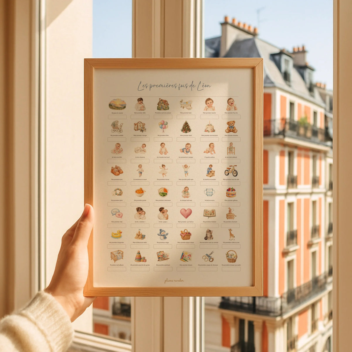 Affiche mes premières fois avec stylo doré pour remplir les dates