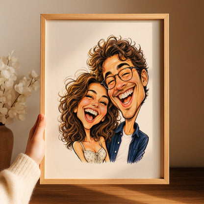 Exemple d’affiche caricature personnalisée couple depuis une photo