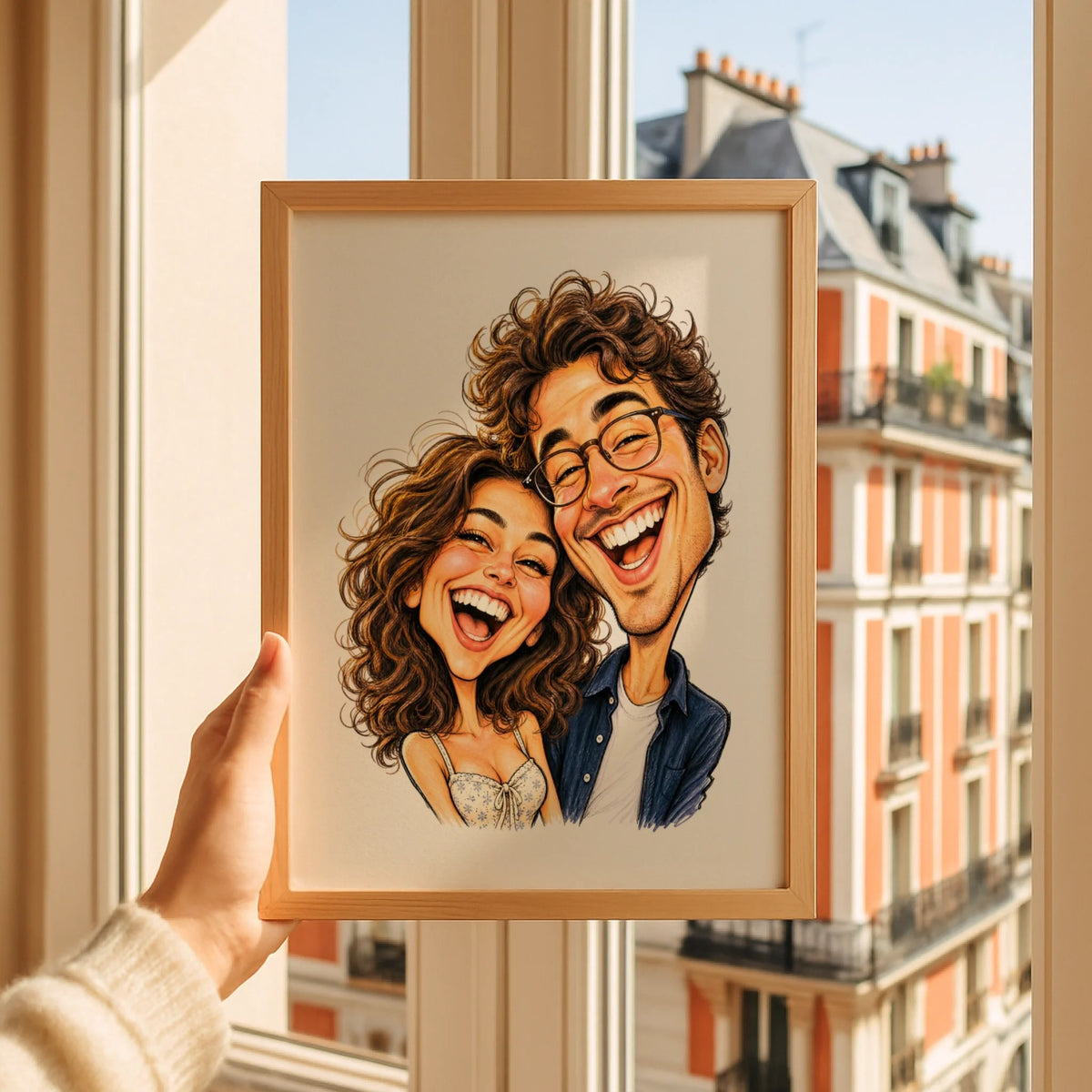 Affiche personnalisée caricature cadeau original pour couple