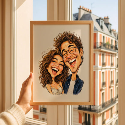 Affiche personnalisée caricature cadeau original pour couple