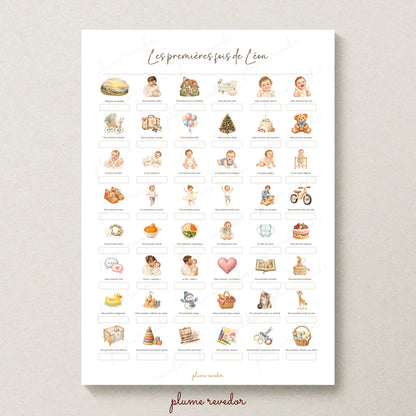 Affiche souvenir des premières fois de bébé à compléter à la main