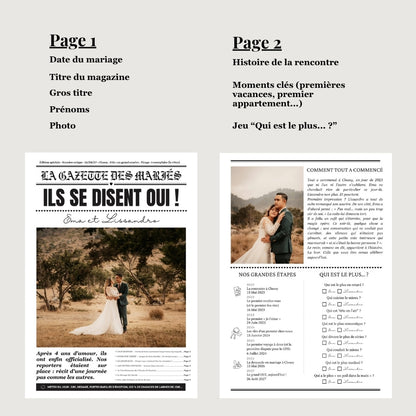 les pages gazettes des mariés
