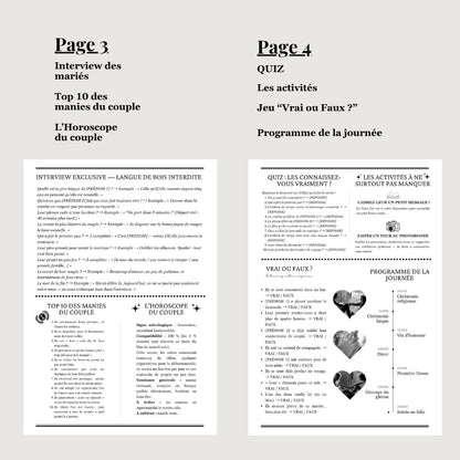 les pages gazettes des mariés