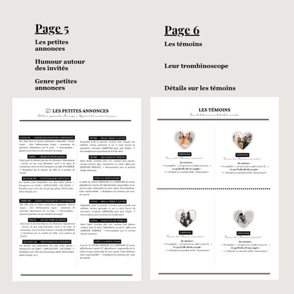 les pages gazettes des mariés