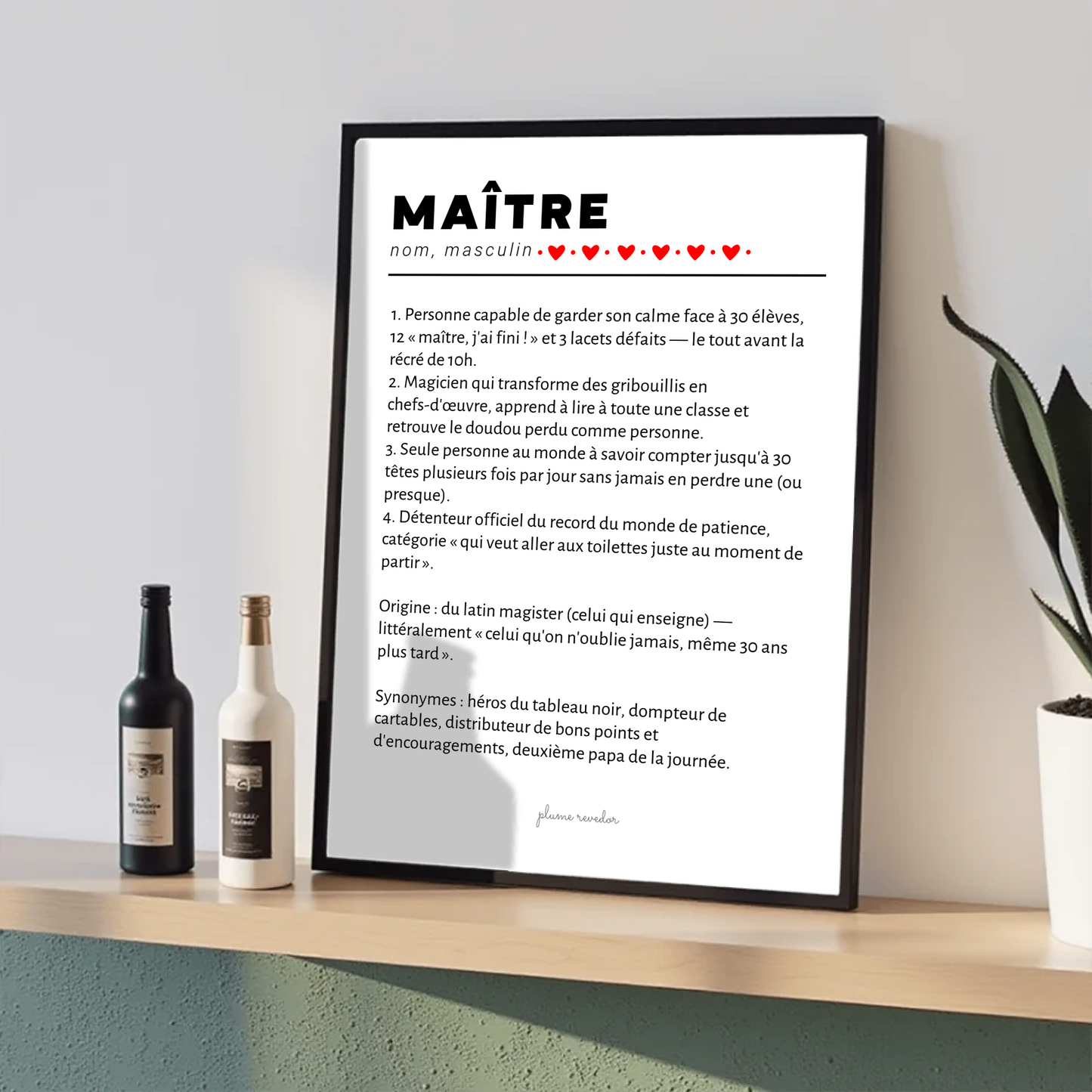 Affiche Définition Maître – Cadeau Maître d'École Humour & Fin d'Année