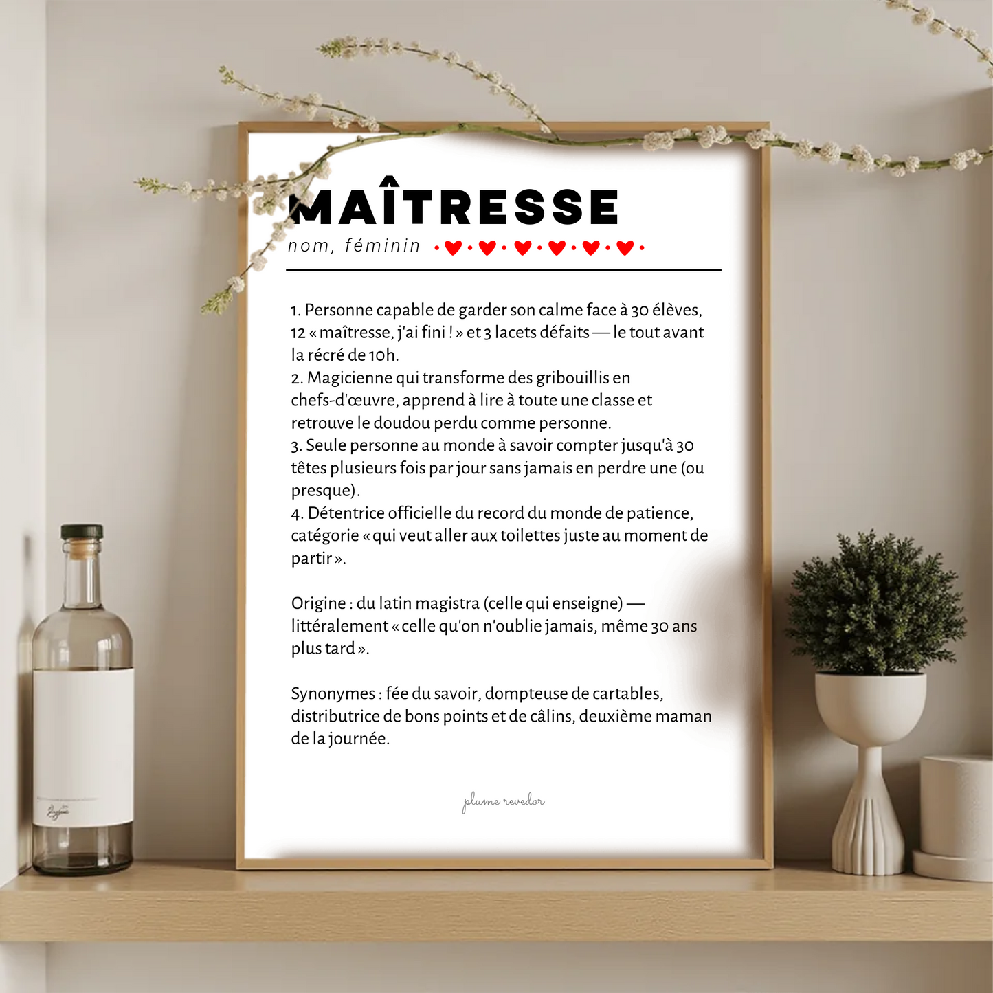  Affiche Définition Maîtresse – Cadeau Maîtresse Humour & Fin d'Année