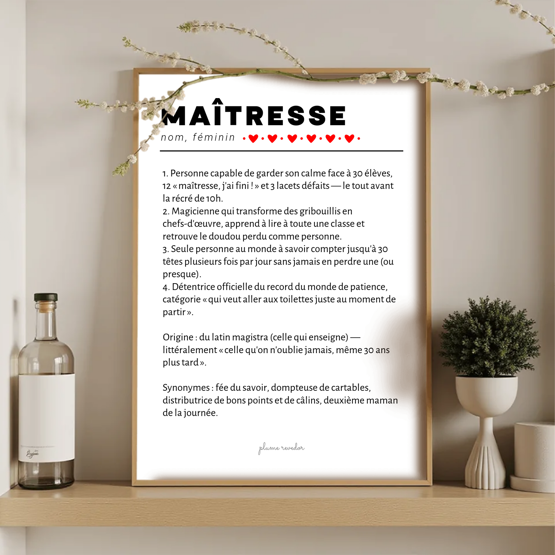  Affiche Définition Maîtresse – Cadeau Maîtresse Humour & Fin d'Année