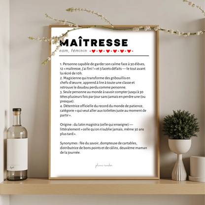  Affiche Définition Maîtresse – Cadeau Maîtresse Humour & Fin d'Année