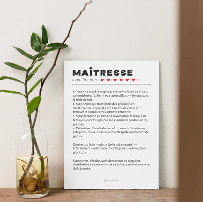  Affiche Définition Maîtresse – Cadeau Maîtresse Humour & Fin d'Année