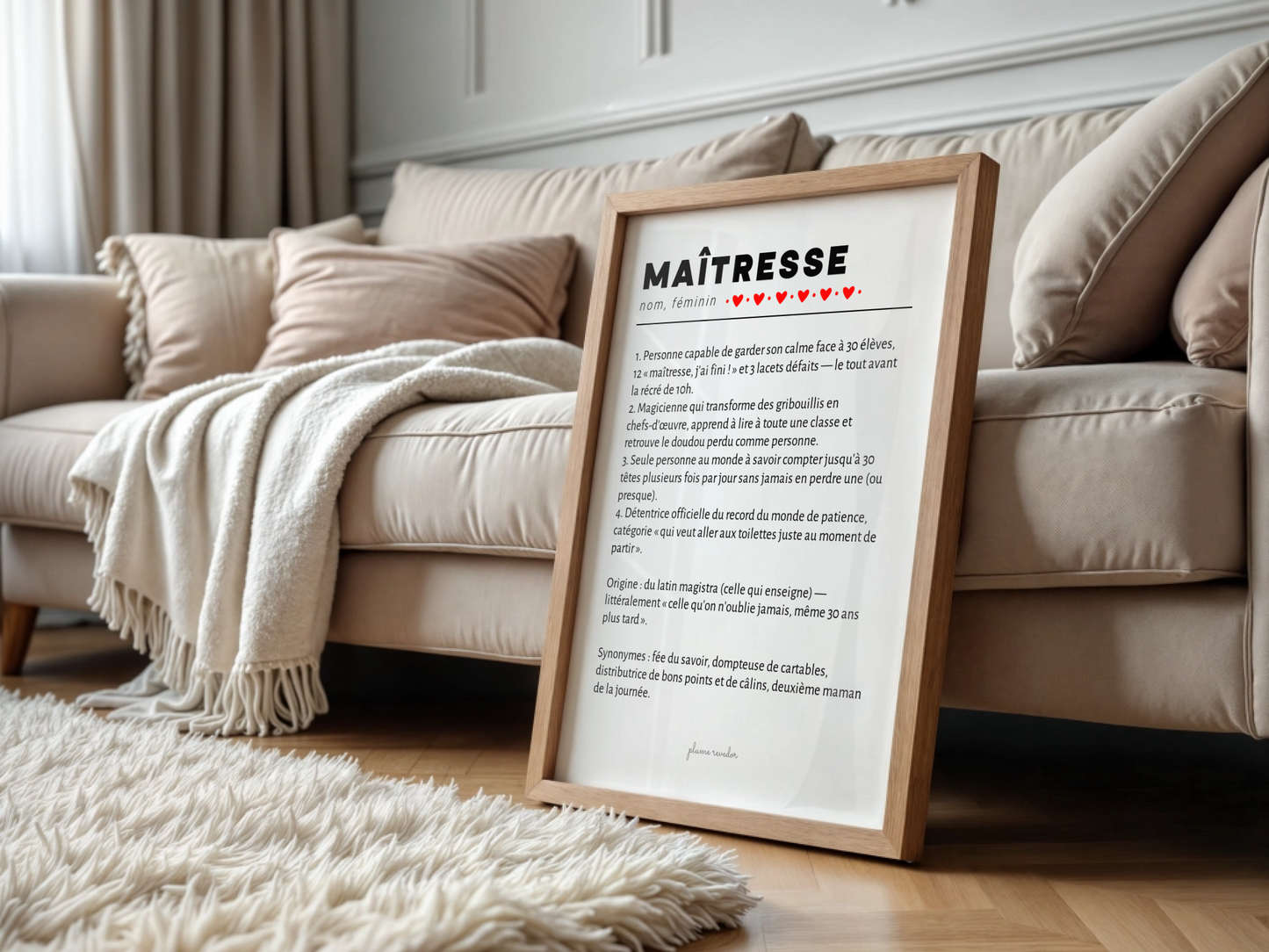 Affiche Définition Maîtresse – Cadeau Maîtresse Humour & Fin d'Année