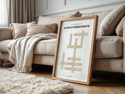Affiche Kinésithérapeute en Lettres de Jeu en Bois – Cadeau Kiné Original & Déco Cabinet
