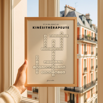 Affiche Kinésithérapeute en Lettres de Jeu en Bois – Cadeau Kiné Original & Déco Cabinet