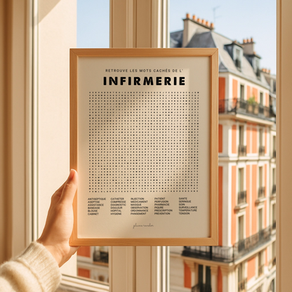 Affiche Mots Cachés Infirmière – Cadeau Infirmière & Déco Cabinet Infirmier