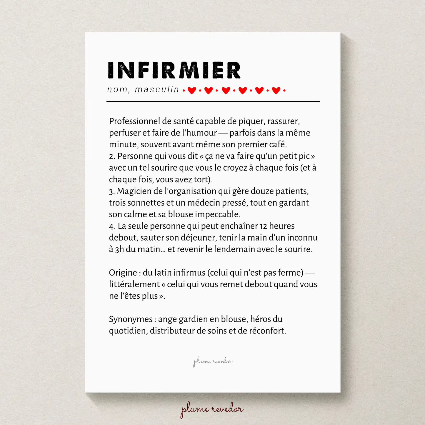Affiche définition Infirmier