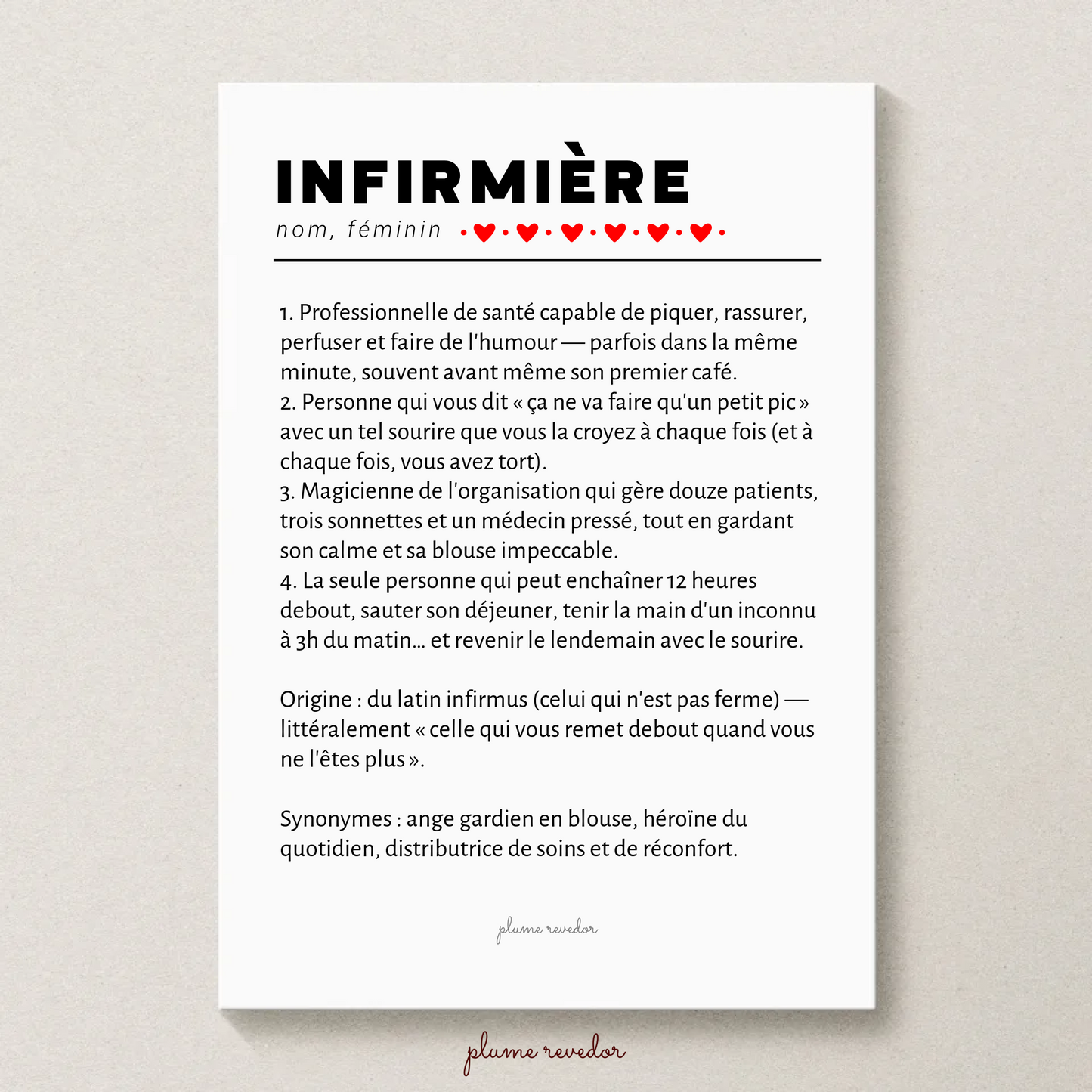 Affiche définition infirmière