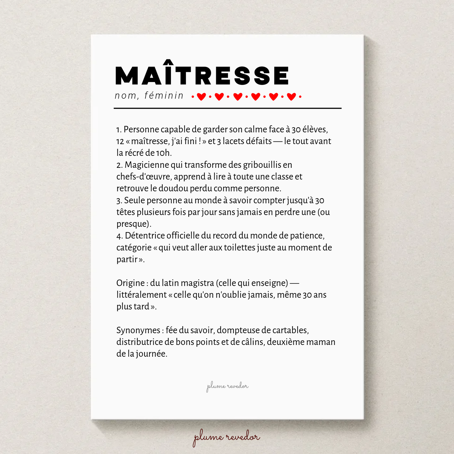 Affiche définition maîtresse