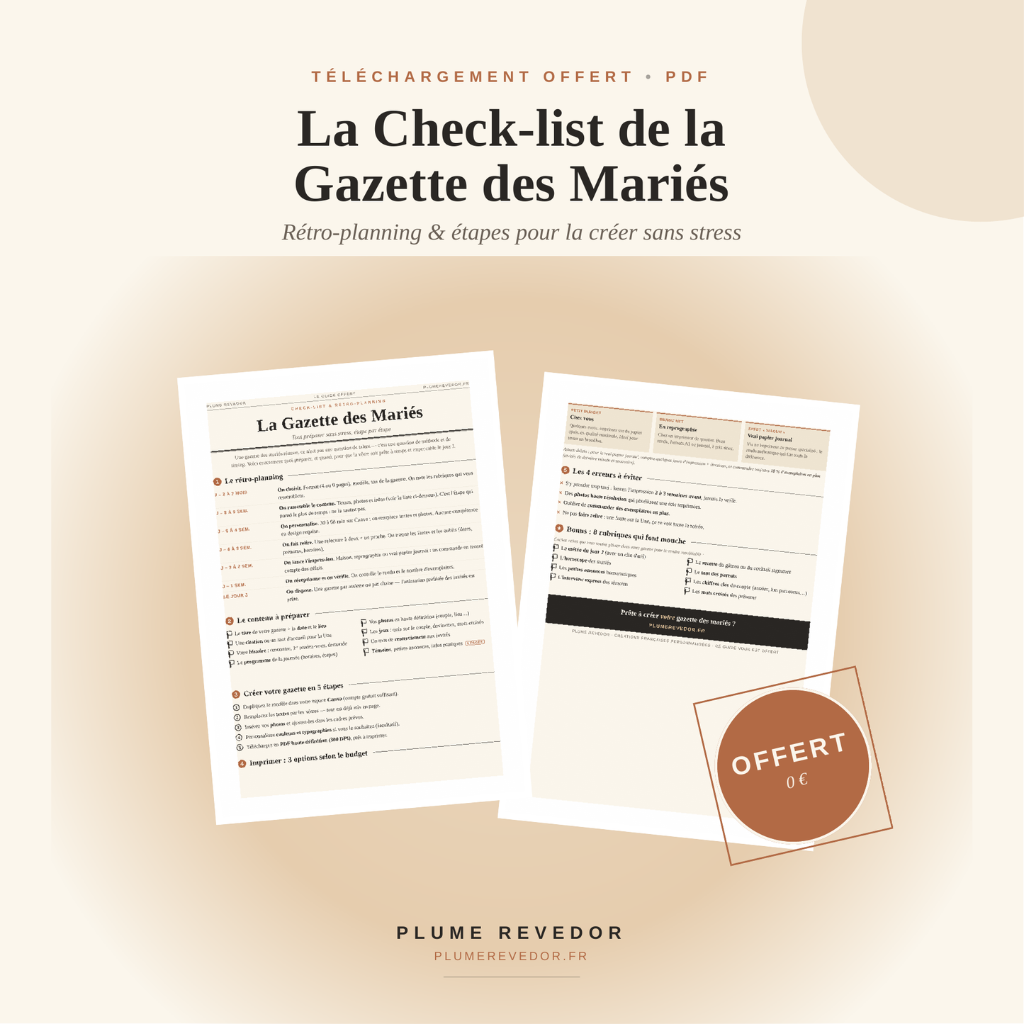 Check-list de la gazette des mariés à télécharger gratuitement — Plume Revedor