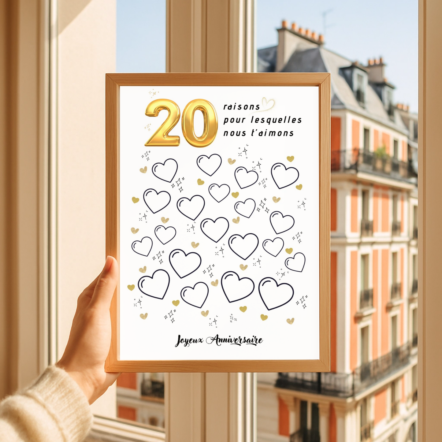 Affiche personnalisée 20 raisons pour lesquelles nous t'aimons - Livre d'OR 20 ans