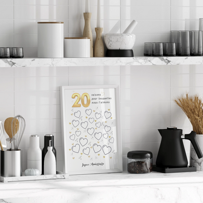 Affiche personnalisée 20 raisons pour lesquelles nous t'aimons - Livre d'OR 20 ans