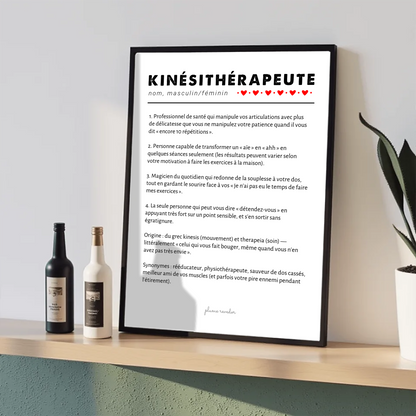 Affiche Définition Kinésithérapeute – Cadeau Kiné Humour & Déco Cabinet